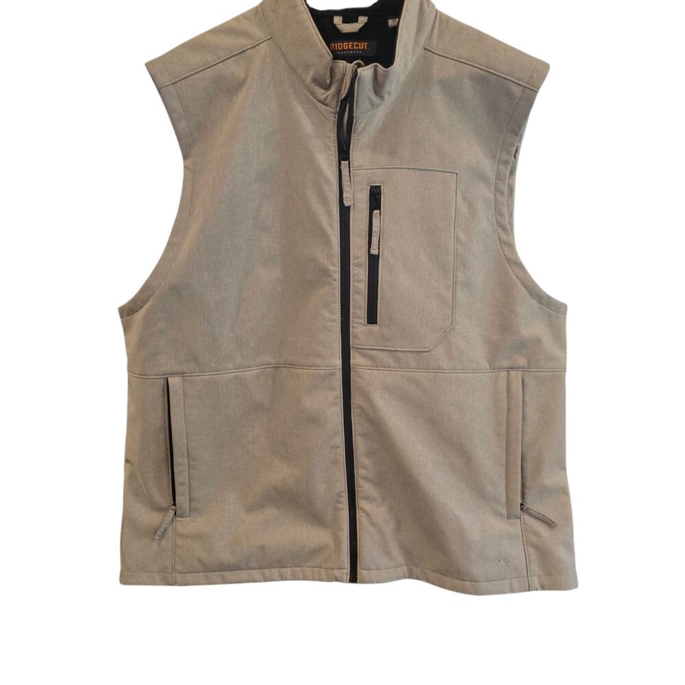 Ridgecut Toughwear Men’s XL Gray Softshell Fleece Lined Work Vest Full Zip
